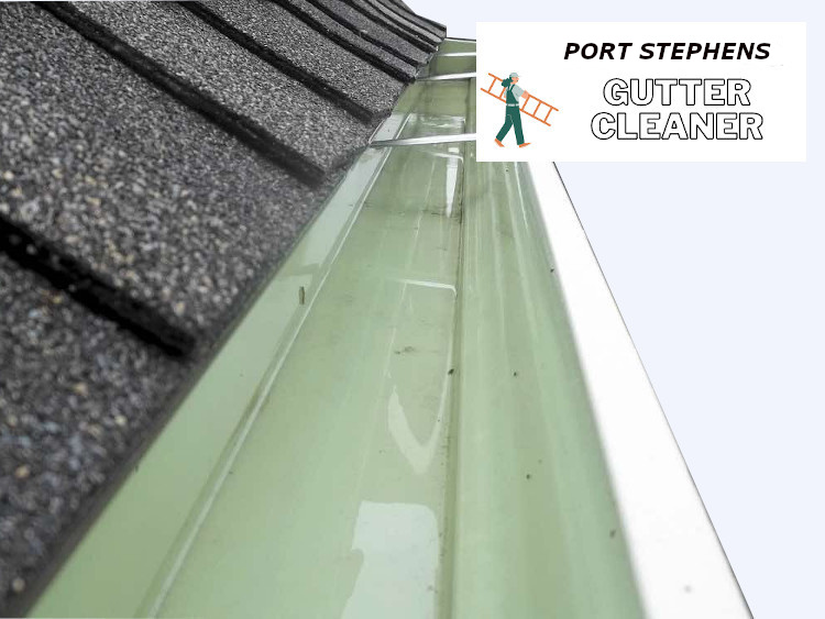 
Thorough cleaning ensures the Tanilba Bay gutter is clear and spotless in the photo