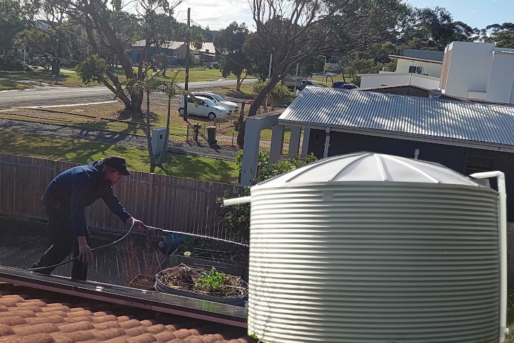 
Gutter Maintenance at portstephens Rainwater-Dependent Property in Progress