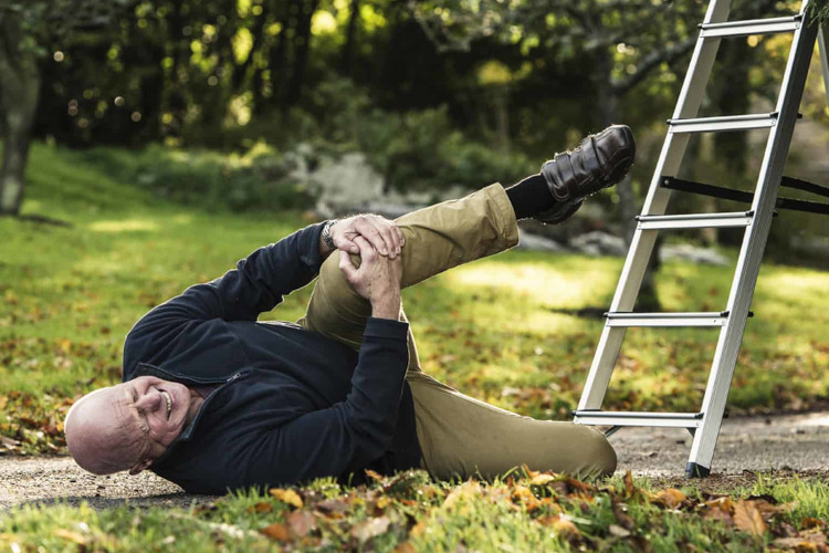 
A mishap occurs as someone loses their footing on a ladder while cleaning gutters in portstephens.